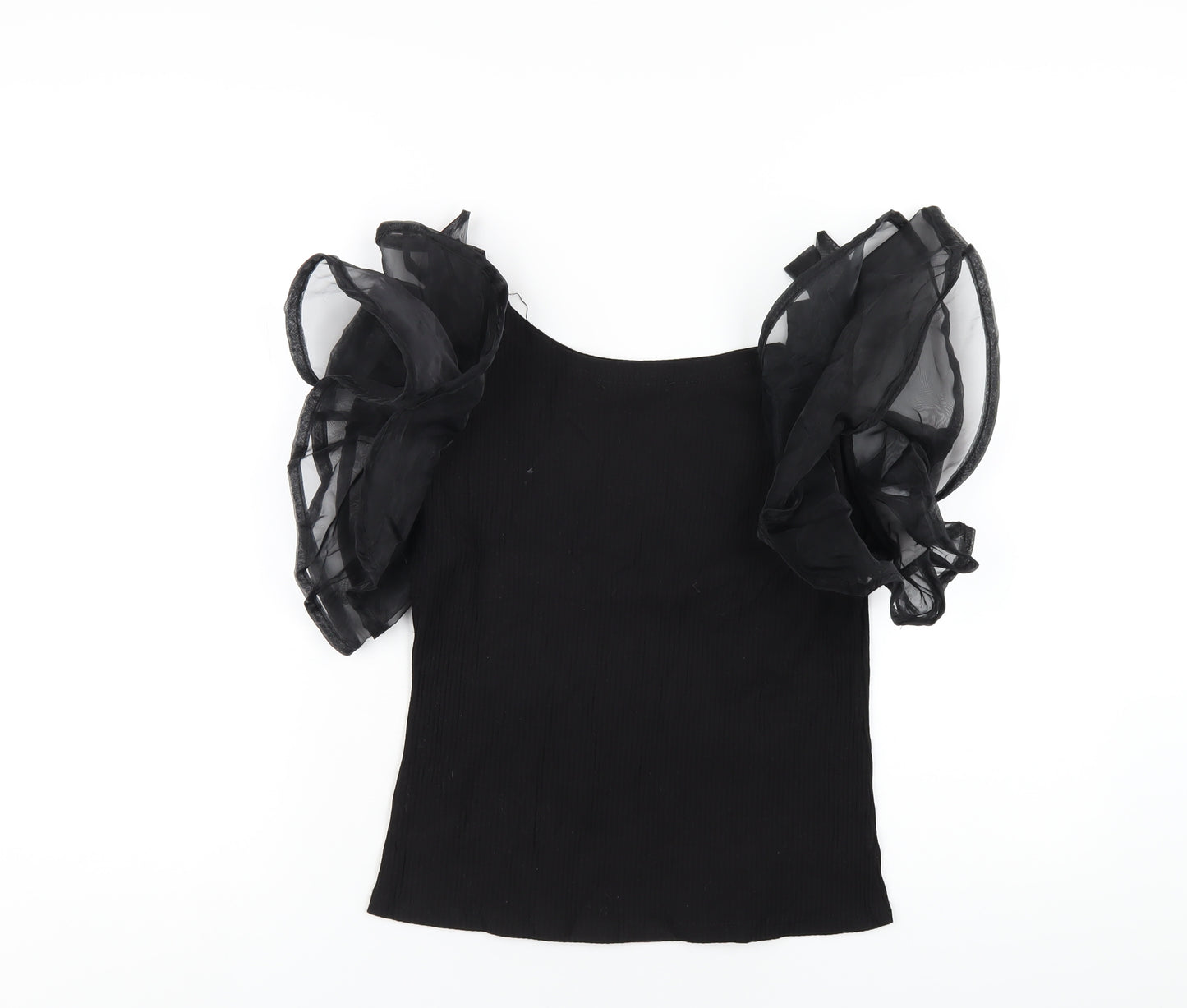 Cameo Rose Womens Black Viscose Basic T-Shirt Size M Round Neck