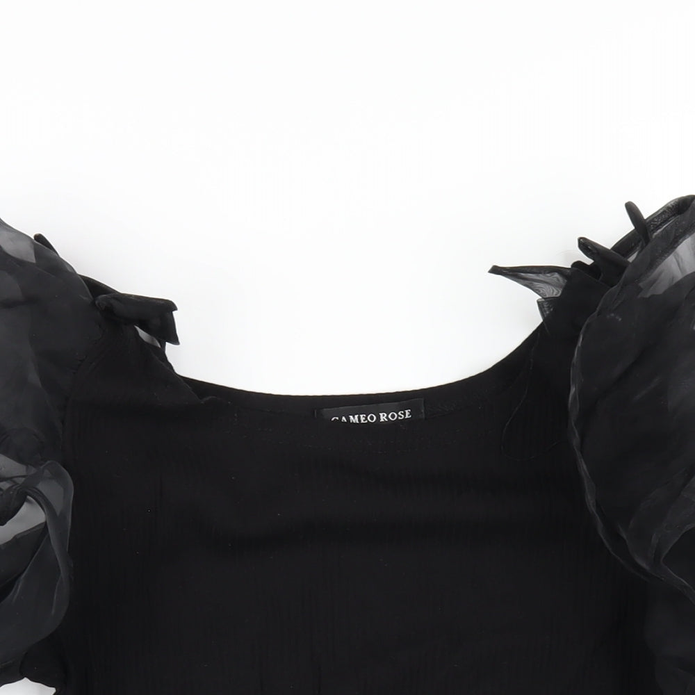 Cameo Rose Womens Black Viscose Basic T-Shirt Size M Round Neck