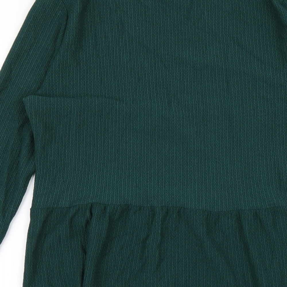 New Look Womens Green Polyester A-Line Size 12 Round Neck Pullover