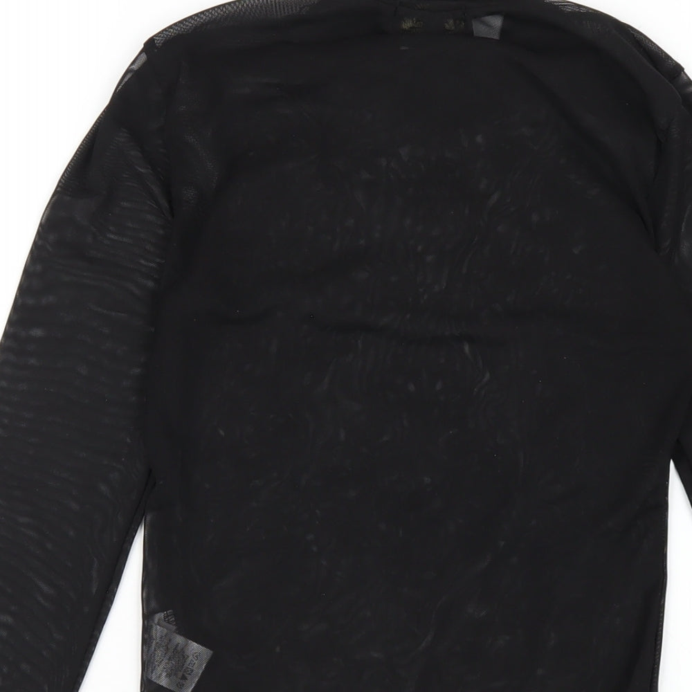 AYANAPA Womens Black Polyester Bodysuit One-Piece Size 8 Snap