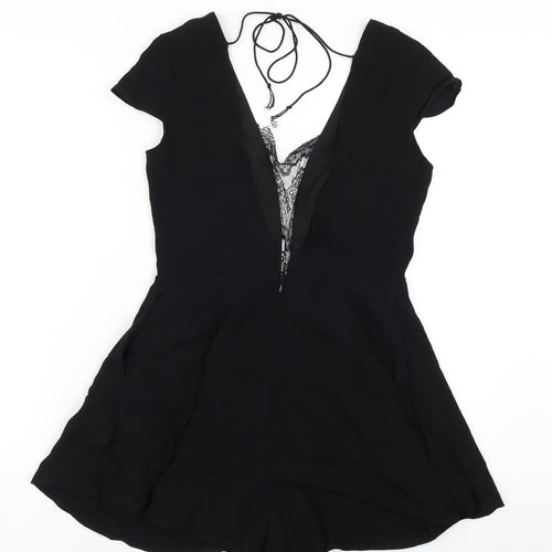 Keepsake Womens Black Vinyl Playsuit One-Piece Size S Zip