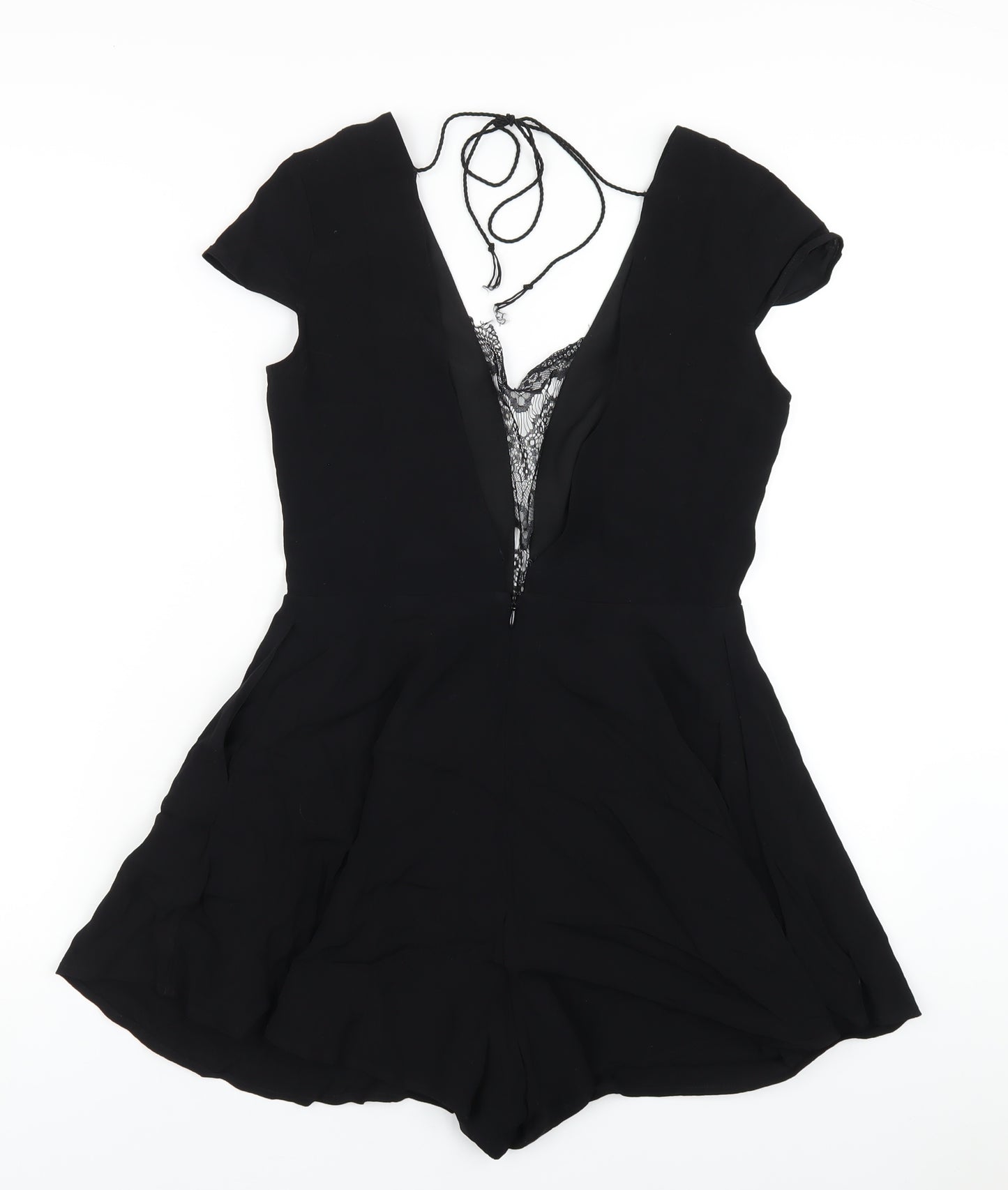 Keepsake Womens Black Vinyl Playsuit One-Piece Size S Zip