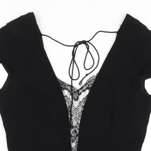Keepsake Womens Black Vinyl Playsuit One-Piece Size S Zip