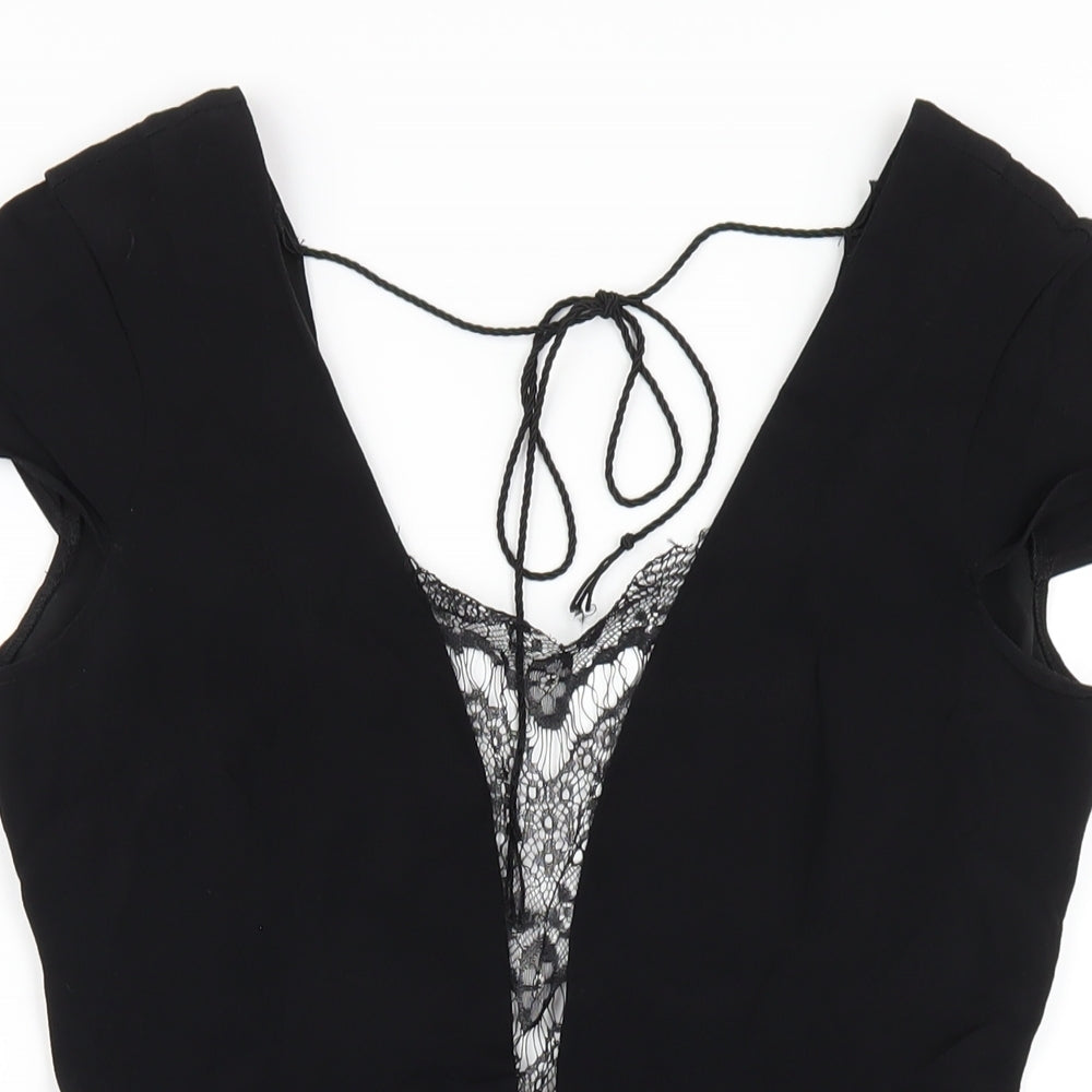 Keepsake Womens Black Vinyl Playsuit One-Piece Size S Zip