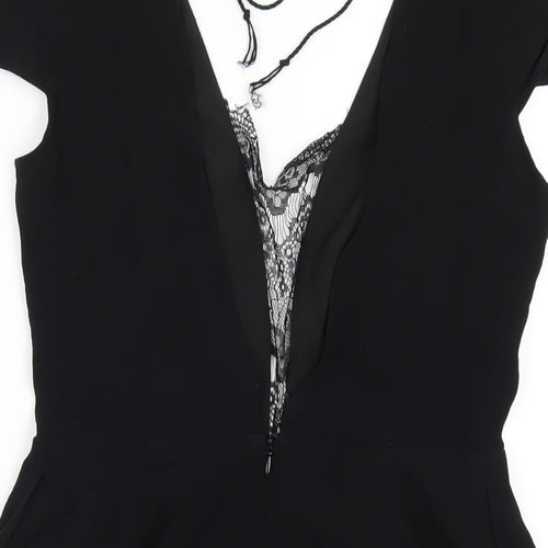 Keepsake Womens Black Vinyl Playsuit One-Piece Size S Zip