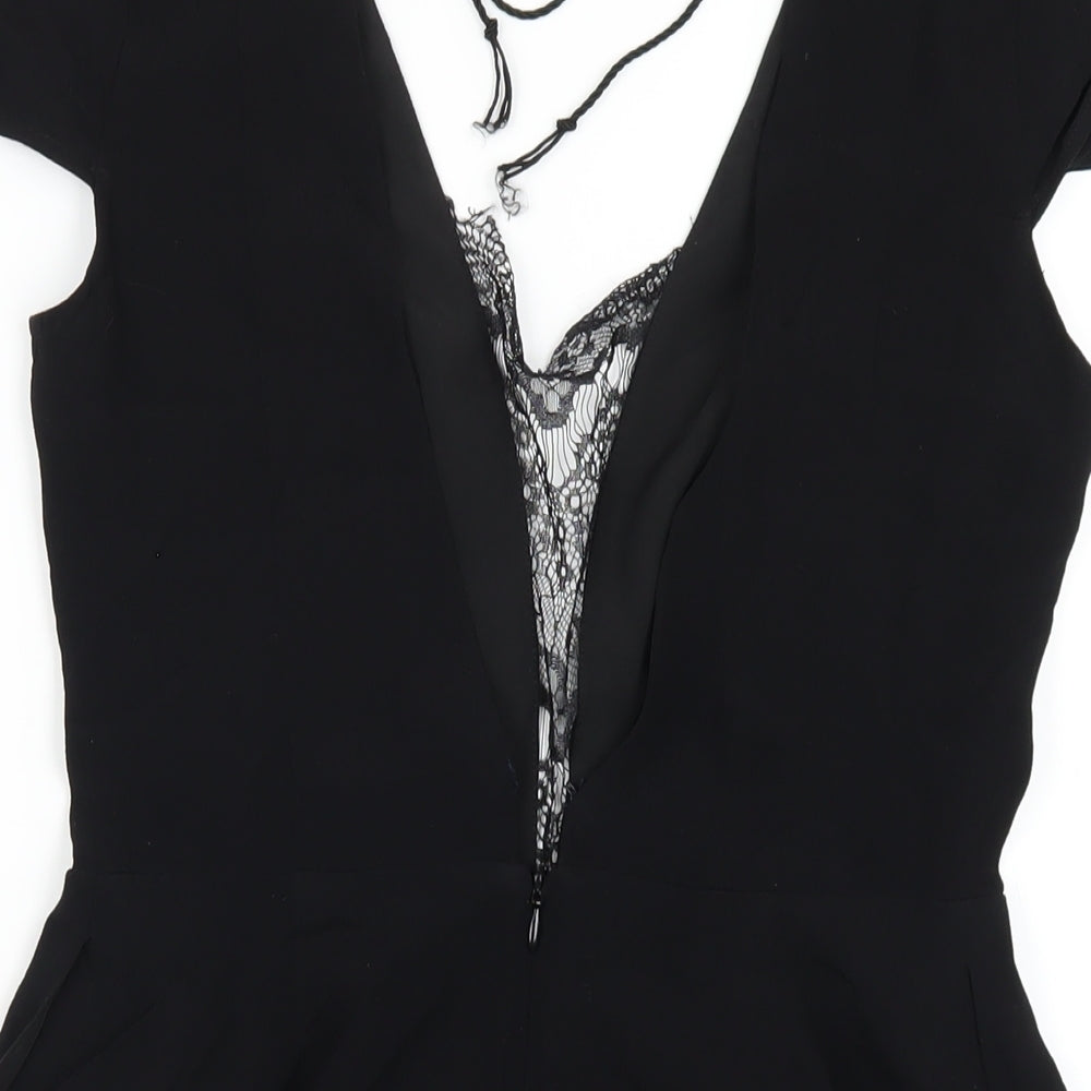 Keepsake Womens Black Vinyl Playsuit One-Piece Size S Zip