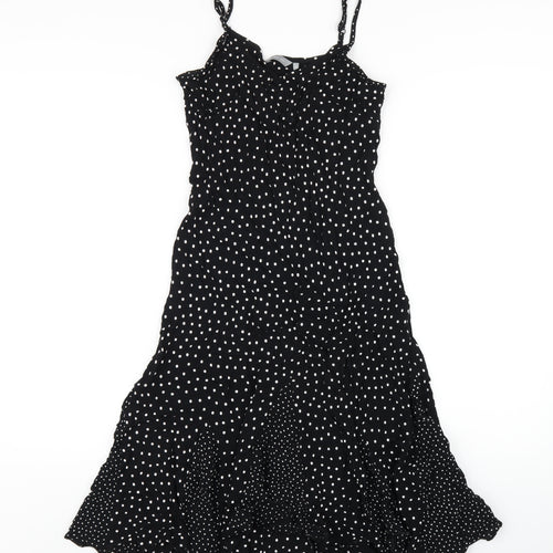 Per Una Womens Black Polka Dot Viscose A-Line Size 12 Round Neck Pullover