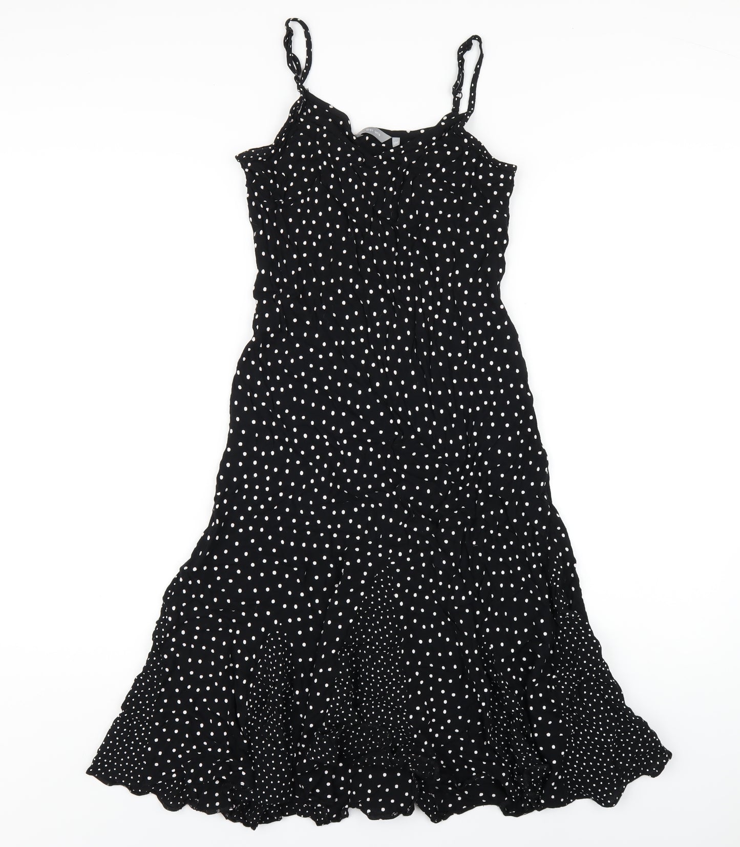 Per Una Womens Black Polka Dot Viscose A-Line Size 12 Round Neck Pullover