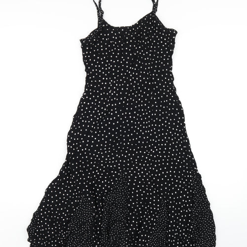 Per Una Womens Black Polka Dot Viscose A-Line Size 12 Round Neck Pullover