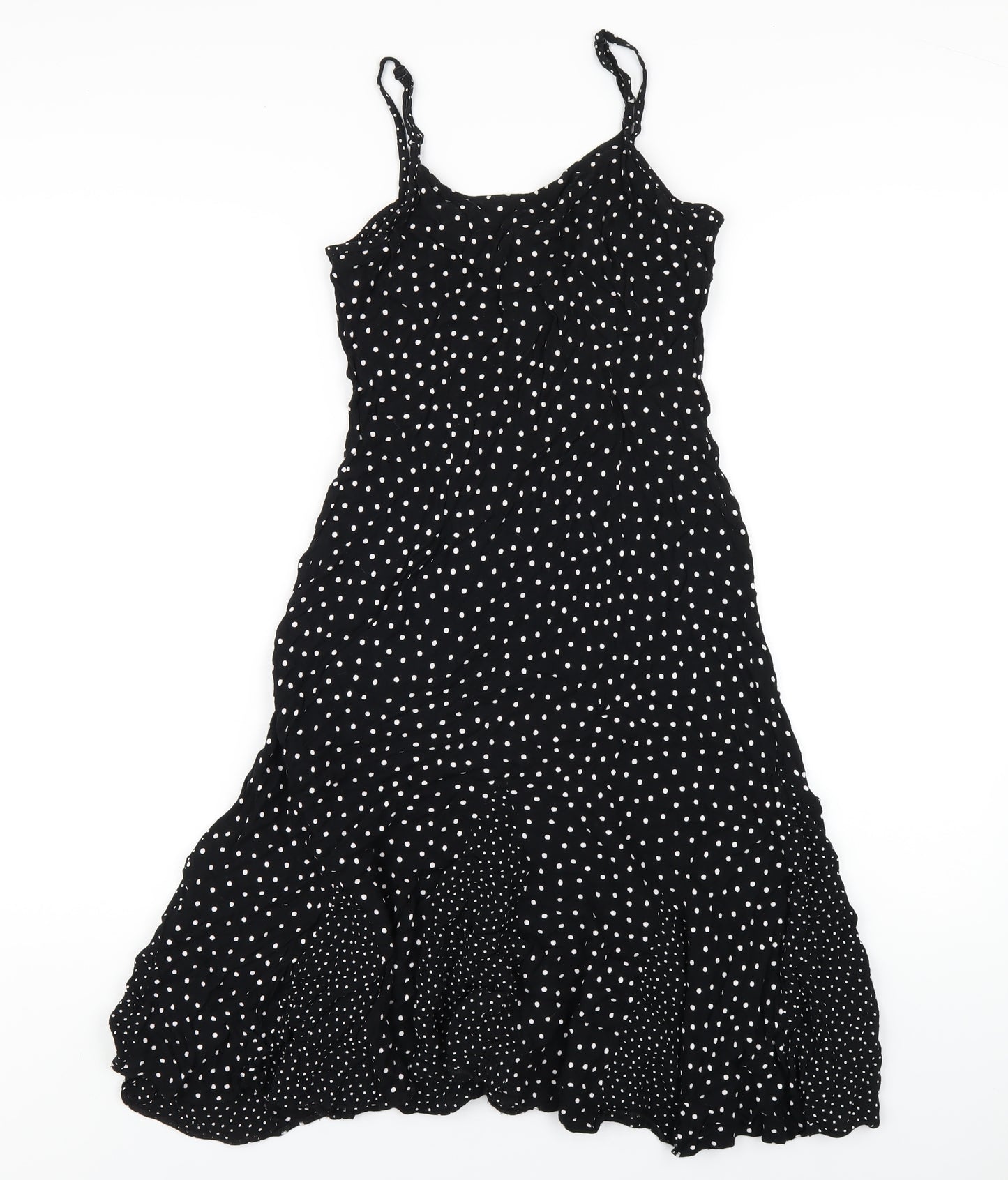 Per Una Womens Black Polka Dot Viscose A-Line Size 12 Round Neck Pullover