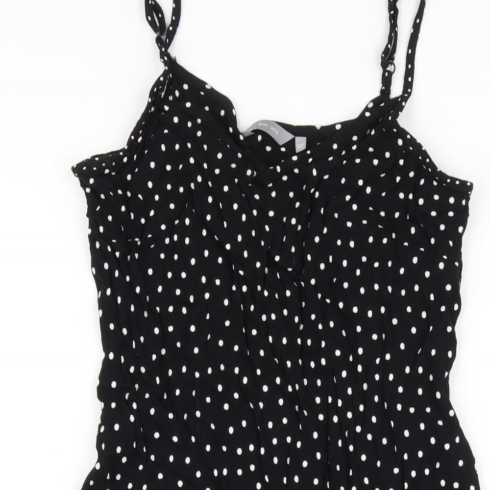 Per Una Womens Black Polka Dot Viscose A-Line Size 12 Round Neck Pullover