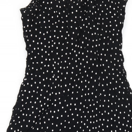 Per Una Womens Black Polka Dot Viscose A-Line Size 12 Round Neck Pullover