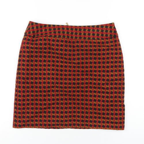 Marks and Spencer Womens Multicoloured Check Acrylic A-Line Skirt Size 10 Zip