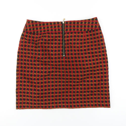 Marks and Spencer Womens Multicoloured Check Acrylic A-Line Skirt Size 10 Zip
