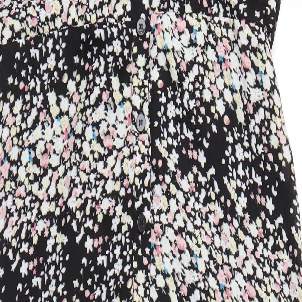 Poppy Lux Womens Multicoloured Floral Polyester A-Line Size 12 V-Neck Button