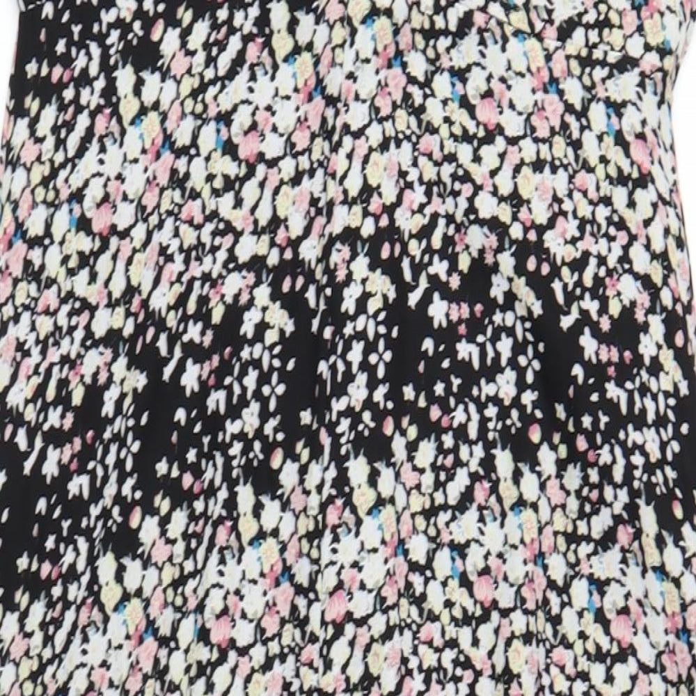 Poppy Lux Womens Multicoloured Floral Polyester A-Line Size 12 V-Neck Button