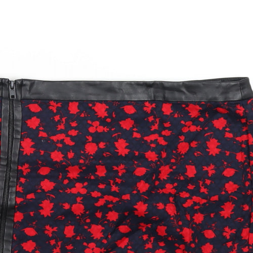 Mango Womens Blue Cotton Mini Skirt Size 8 Zip