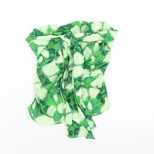 Zara Womens Green Geometric Cotton Basic T-Shirt Size S Square Neck