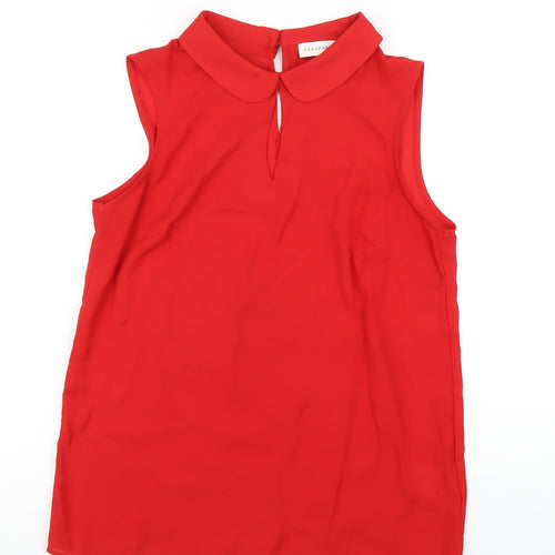 Paraphrase Womens Red Polyester Basic T-Shirt Size 10 Collared