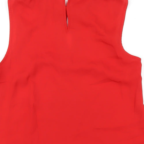 Paraphrase Womens Red Polyester Basic T-Shirt Size 10 Collared