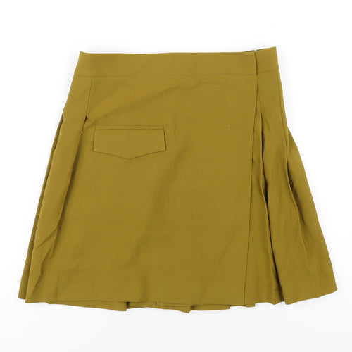 ASOS Womens Green Polyester Pleated Skirt Size 8 Button