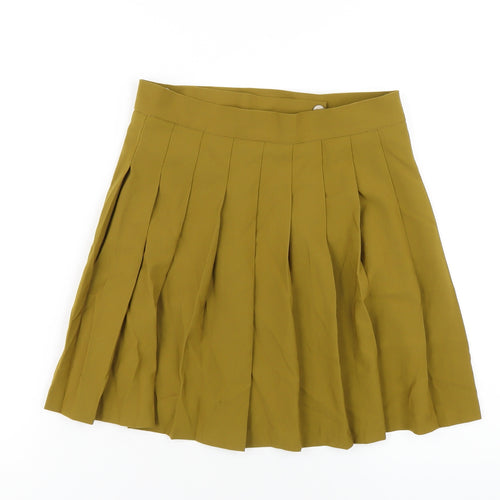 ASOS Womens Green Polyester Pleated Skirt Size 8 Button