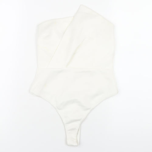 Boohoo Womens White Polyester Bodysuit One-Piece Size 10 Pullover