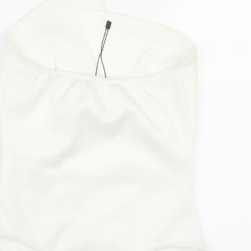 Boohoo Womens White Polyester Bodysuit One-Piece Size 10 Pullover