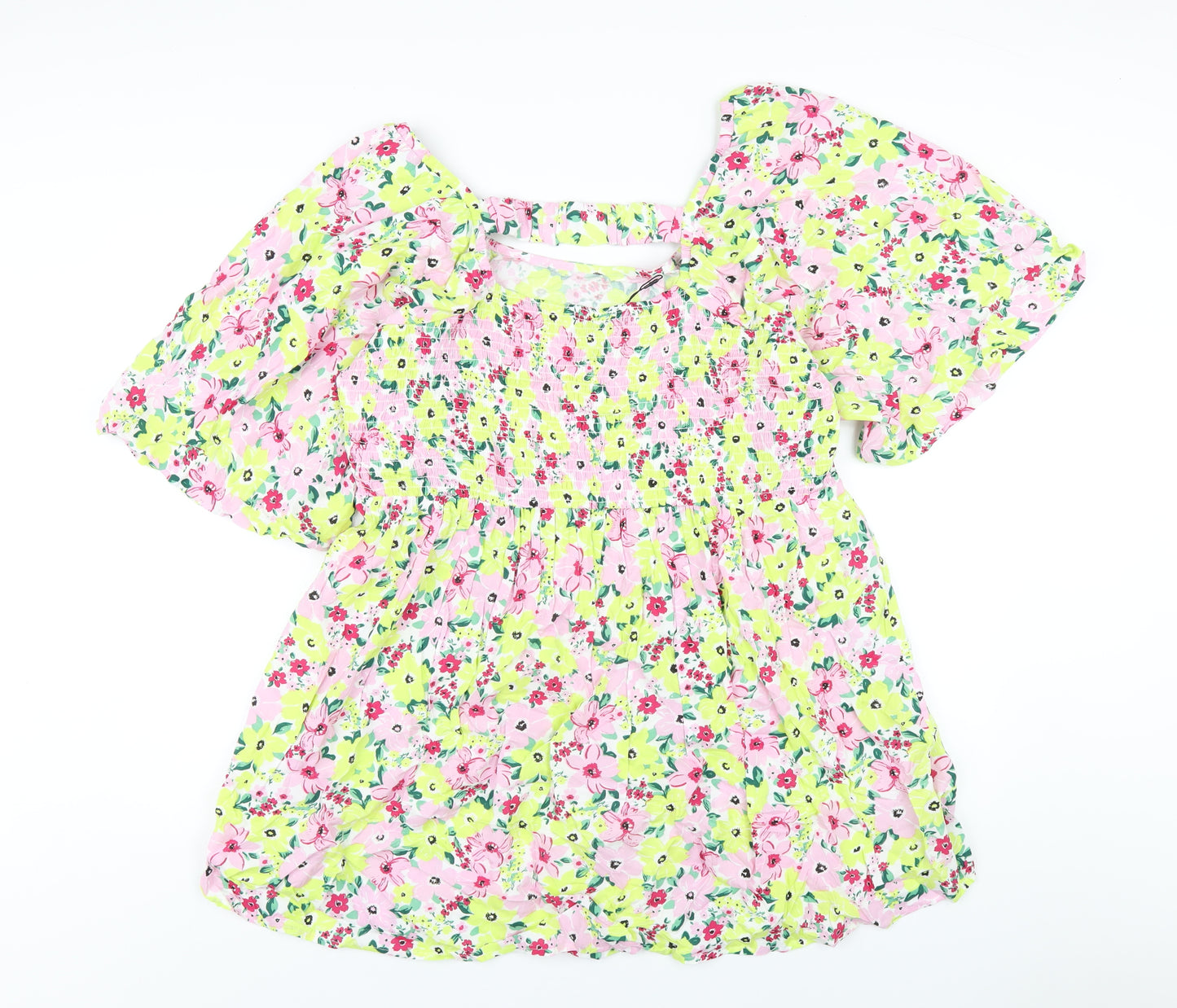 Yours Womens Multicoloured Floral Viscose Basic T-Shirt Size 20 Scoop Neck