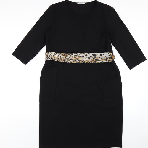 Zara Womens Black Polyester A-Line Size L Round Neck Pullover