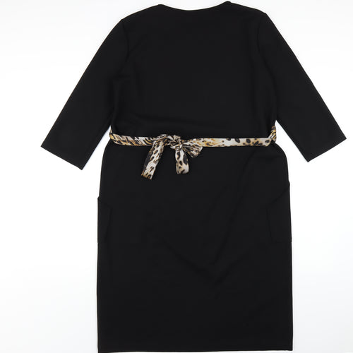 Zara Womens Black Polyester A-Line Size L Round Neck Pullover