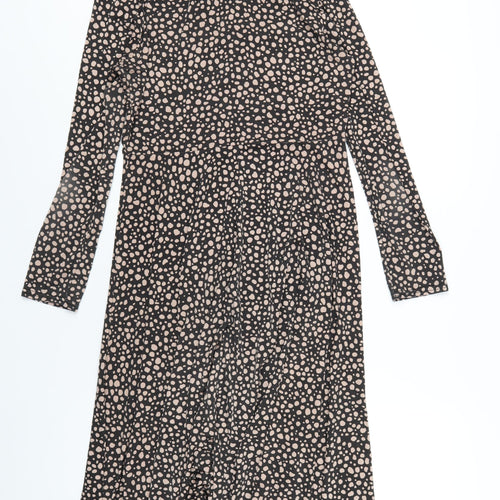 Boohoo Womens Black Geometric Polyester A-Line Size 14 Round Neck Pullover