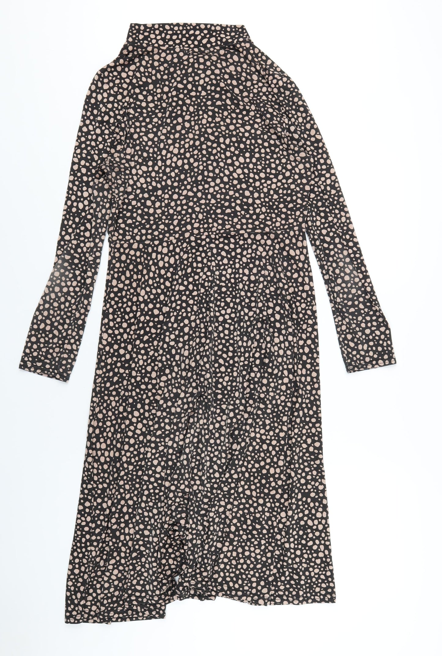 Boohoo Womens Black Geometric Polyester A-Line Size 14 Round Neck Pullover