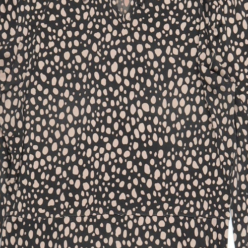 Boohoo Womens Black Geometric Polyester A-Line Size 14 Round Neck Pullover