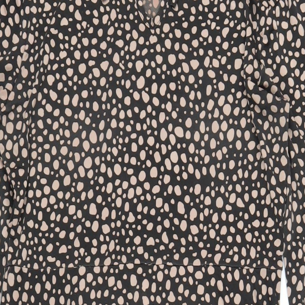 Boohoo Womens Black Geometric Polyester A-Line Size 14 Round Neck Pullover