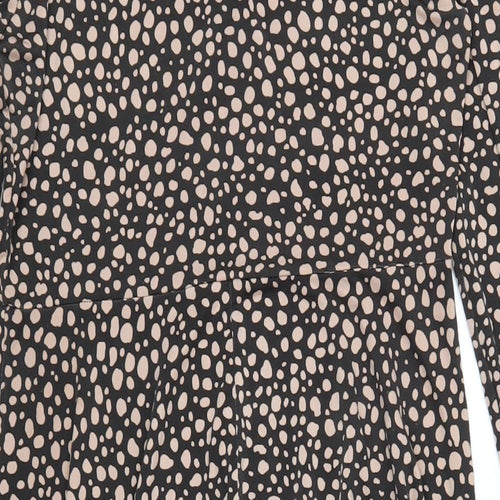 Boohoo Womens Black Geometric Polyester A-Line Size 14 Round Neck Pullover
