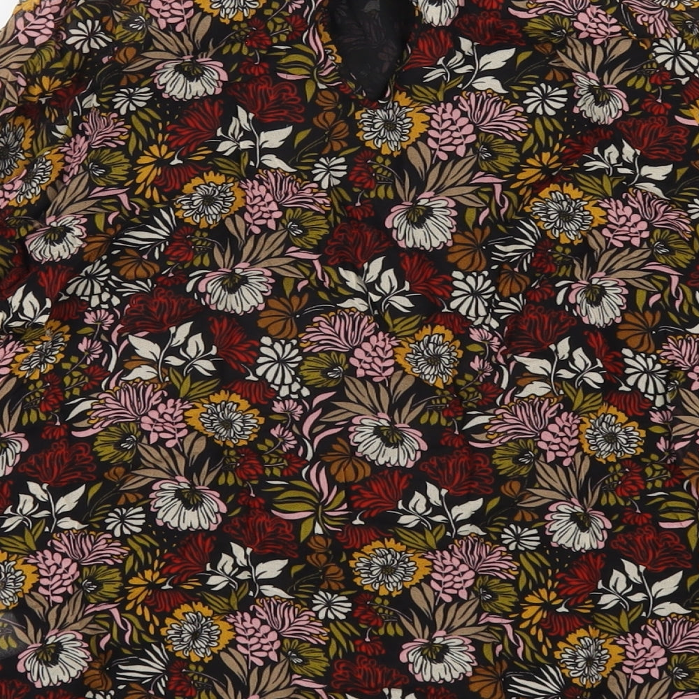 Zara Womens Multicoloured Floral Viscose Basic Blouse Size XS High Neck