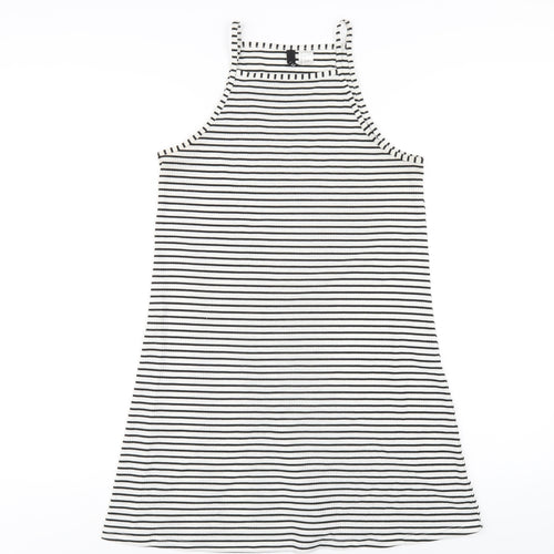 H&M Womens White Striped Polyester A-Line Size 12 Square Neck Pullover