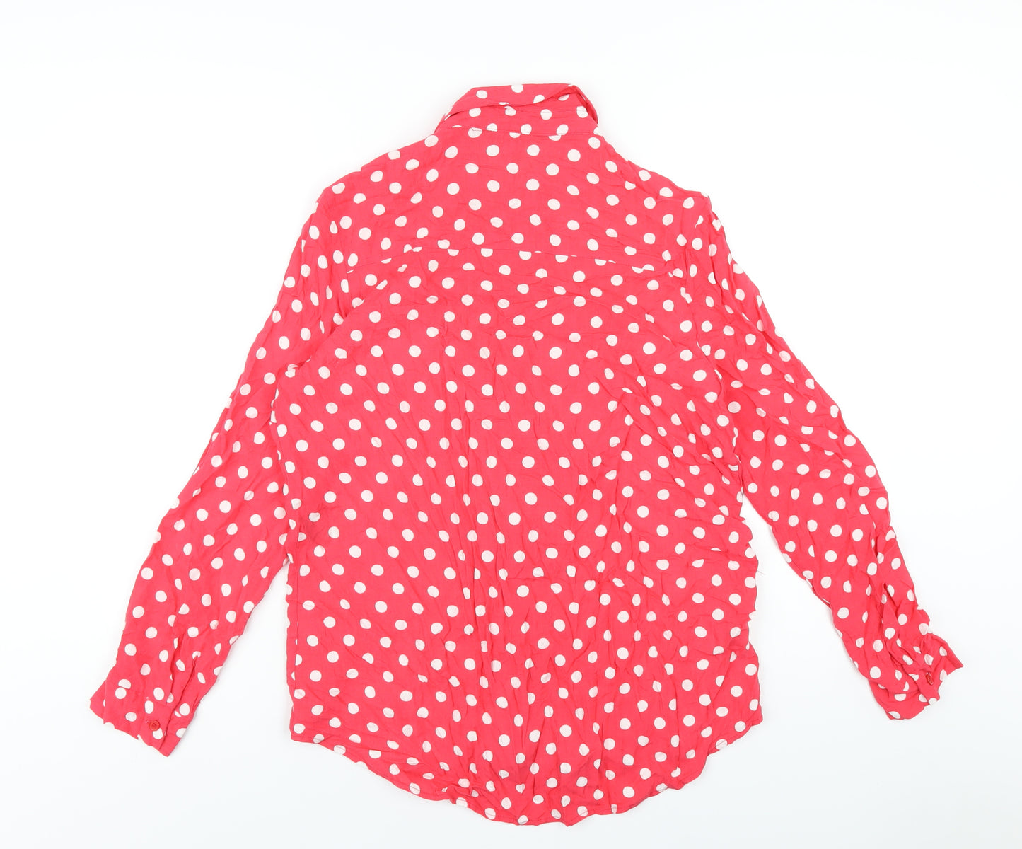 New Look Womens Red Polka Dot Viscose Basic Button-Up Size 14 Collared