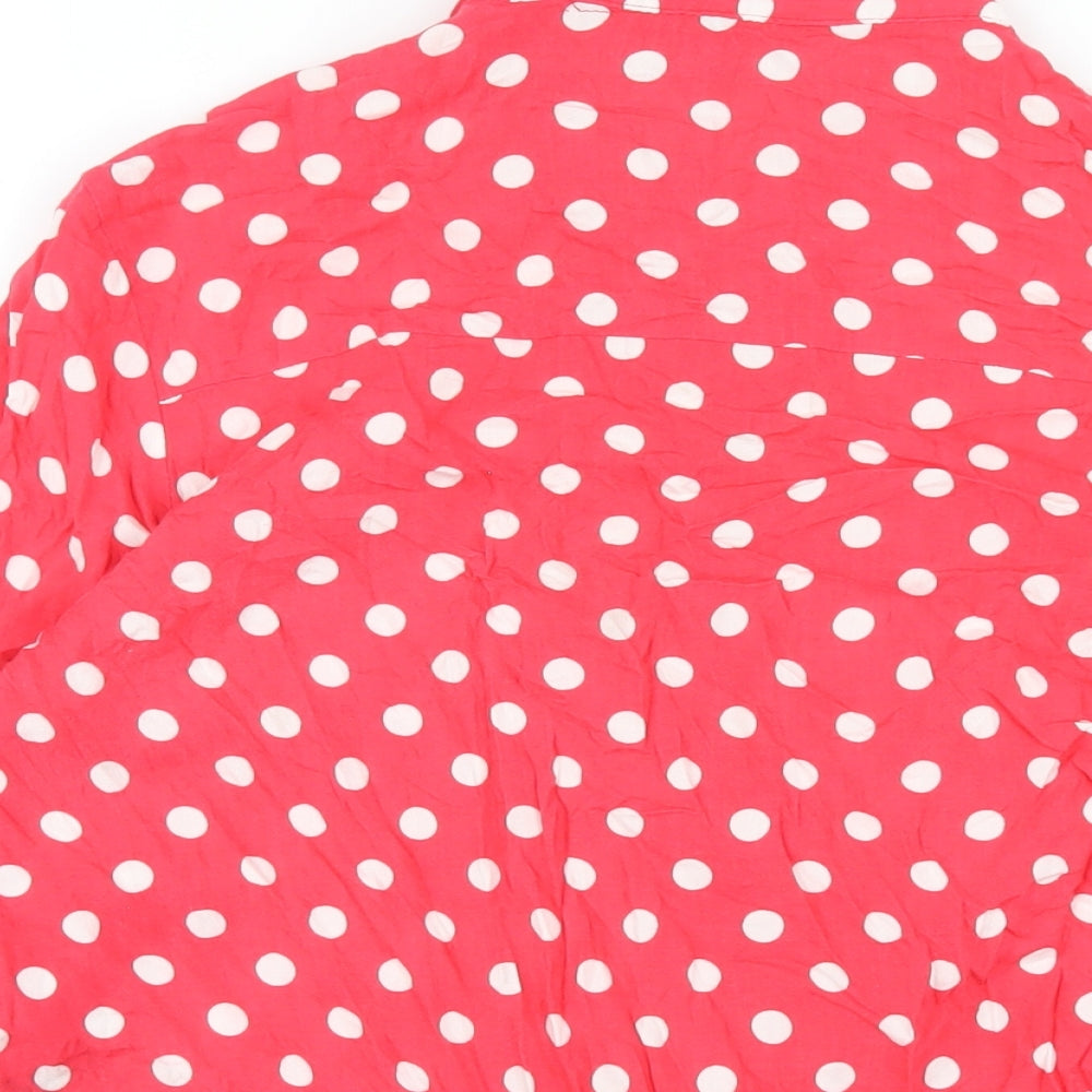 New Look Womens Red Polka Dot Viscose Basic Button-Up Size 14 Collared