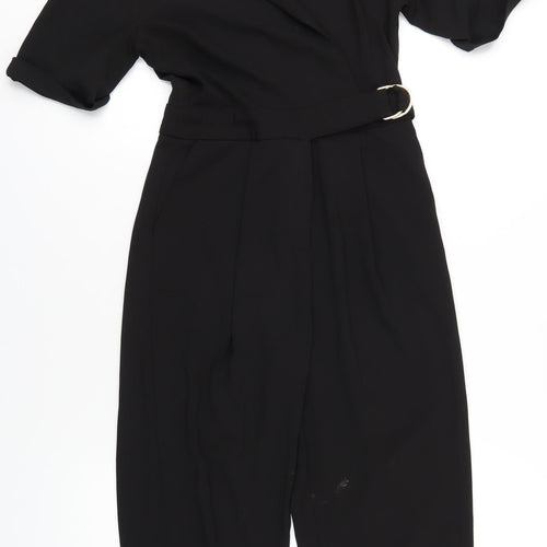 Topshop Womens Black Polyester Jumpsuit One-Piece Size 4 L21 in Zip