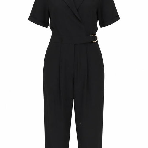 Topshop Womens Black Polyester Jumpsuit One-Piece Size 4 L21 in Zip