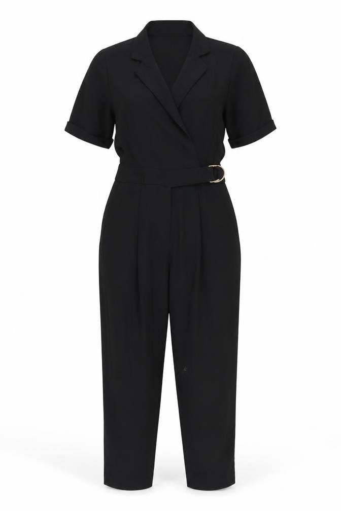 Topshop Womens Black Polyester Jumpsuit One-Piece Size 4 L21 in Zip