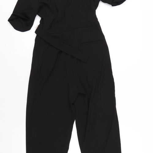 Topshop Womens Black Polyester Jumpsuit One-Piece Size 4 L21 in Zip