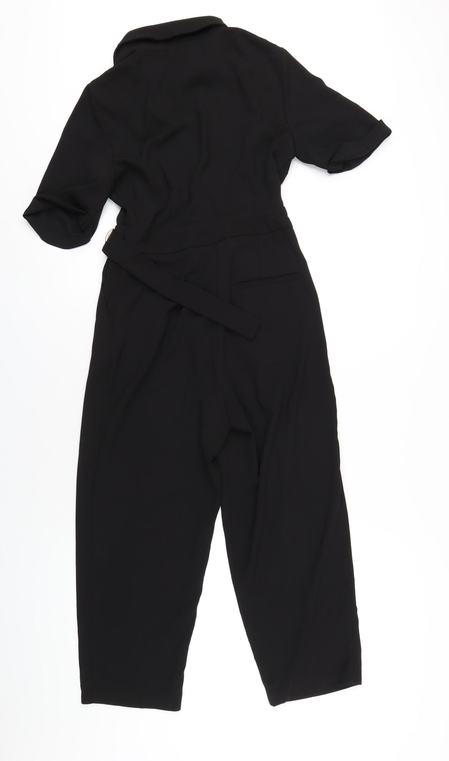 Topshop Womens Black Polyester Jumpsuit One-Piece Size 4 L21 in Zip