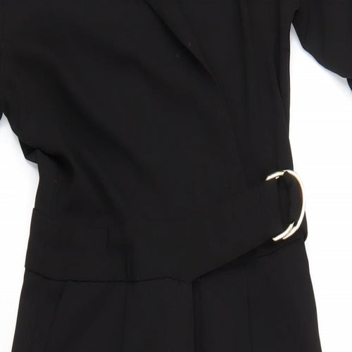 Topshop Womens Black Polyester Jumpsuit One-Piece Size 4 L21 in Zip