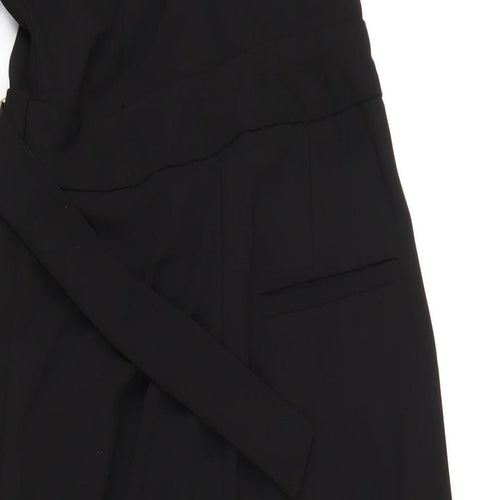 Topshop Womens Black Polyester Jumpsuit One-Piece Size 4 L21 in Zip