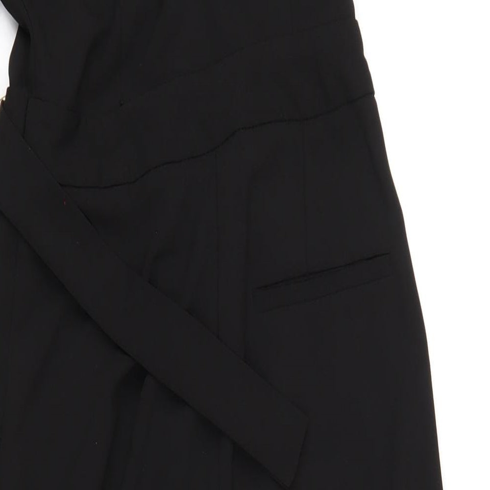 Topshop Womens Black Polyester Jumpsuit One-Piece Size 4 L21 in Zip