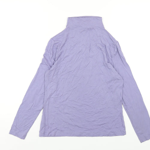 Marks and Spencer Womens Purple Viscose Basic T-Shirt Size 14 High Neck