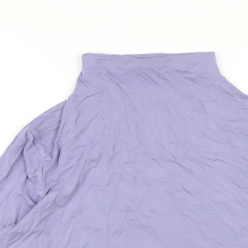 Marks and Spencer Womens Purple Viscose Basic T-Shirt Size 14 High Neck